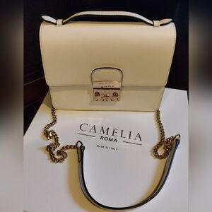 Camelia White Top Handle Crossbody Bag
